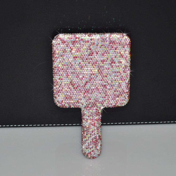 Creative Diamond Portable Handle Love Square Makeup Mirror