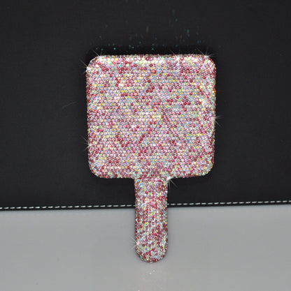 Creative Diamond Portable Handle Love Square Makeup Mirror