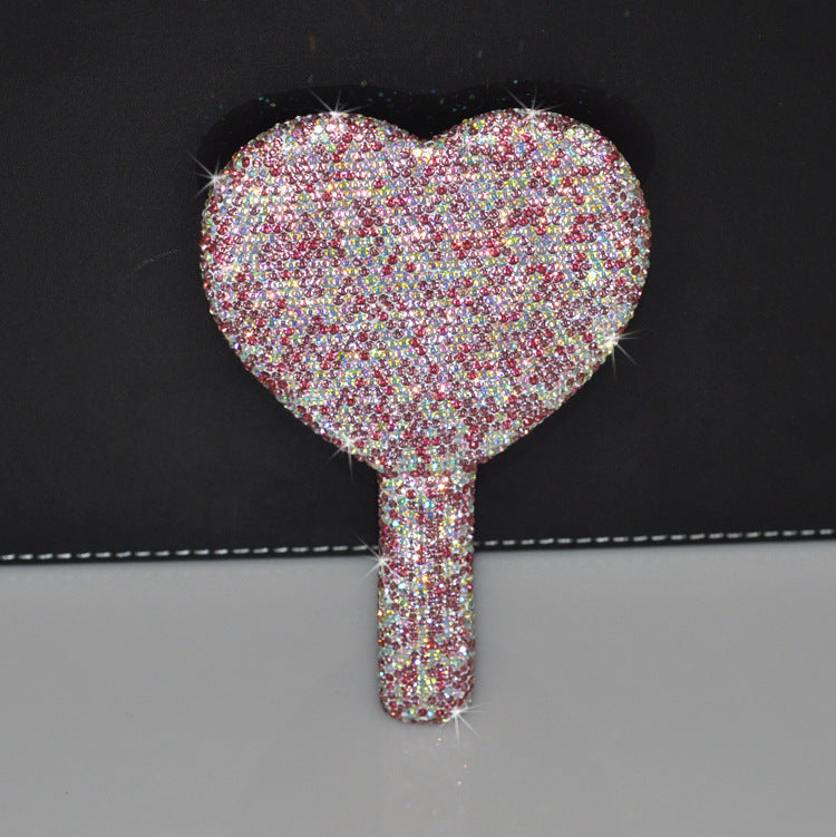 Creative Diamond Portable Handle Love Square Makeup Mirror