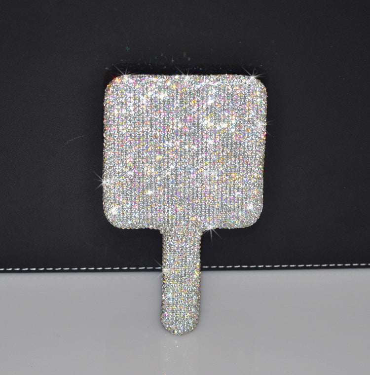 Creative Diamond Portable Handle Love Square Makeup Mirror