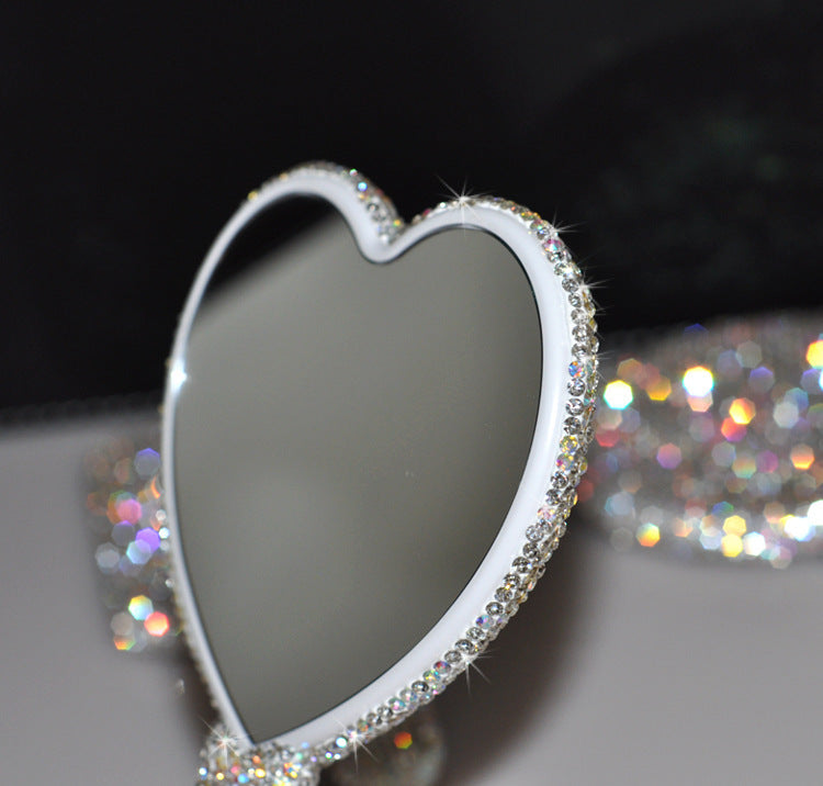 Creative Diamond Portable Handle Love Square Makeup Mirror