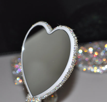 Creative Diamond Portable Handle Love Square Makeup Mirror