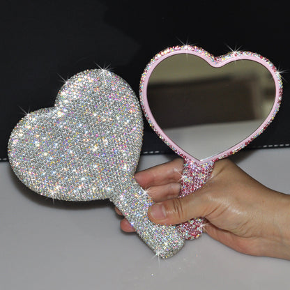 Creative Diamond Portable Handle Love Square Makeup Mirror